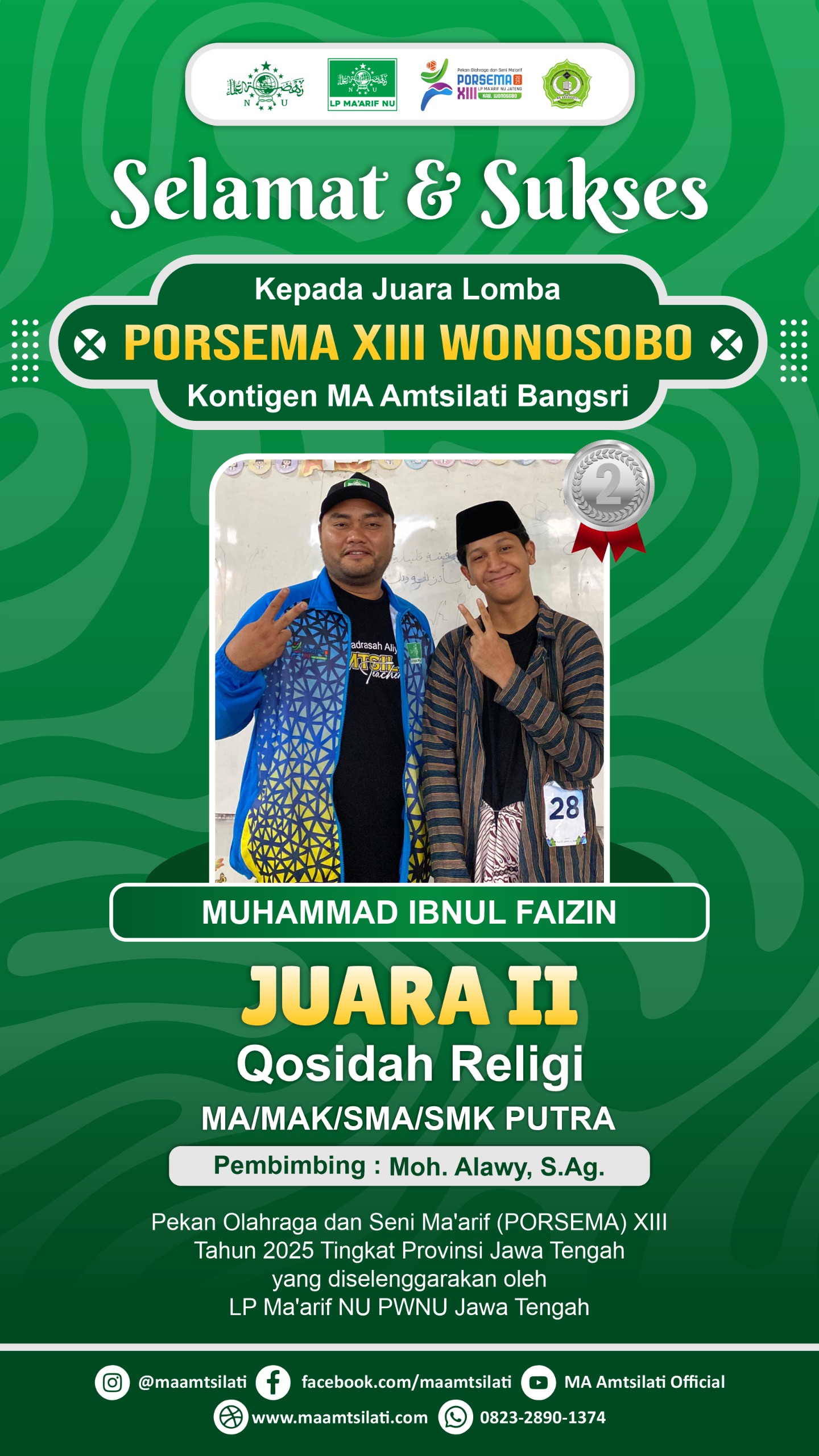 Juara II Qosidah Religi PORSEMA Jawa Tengah