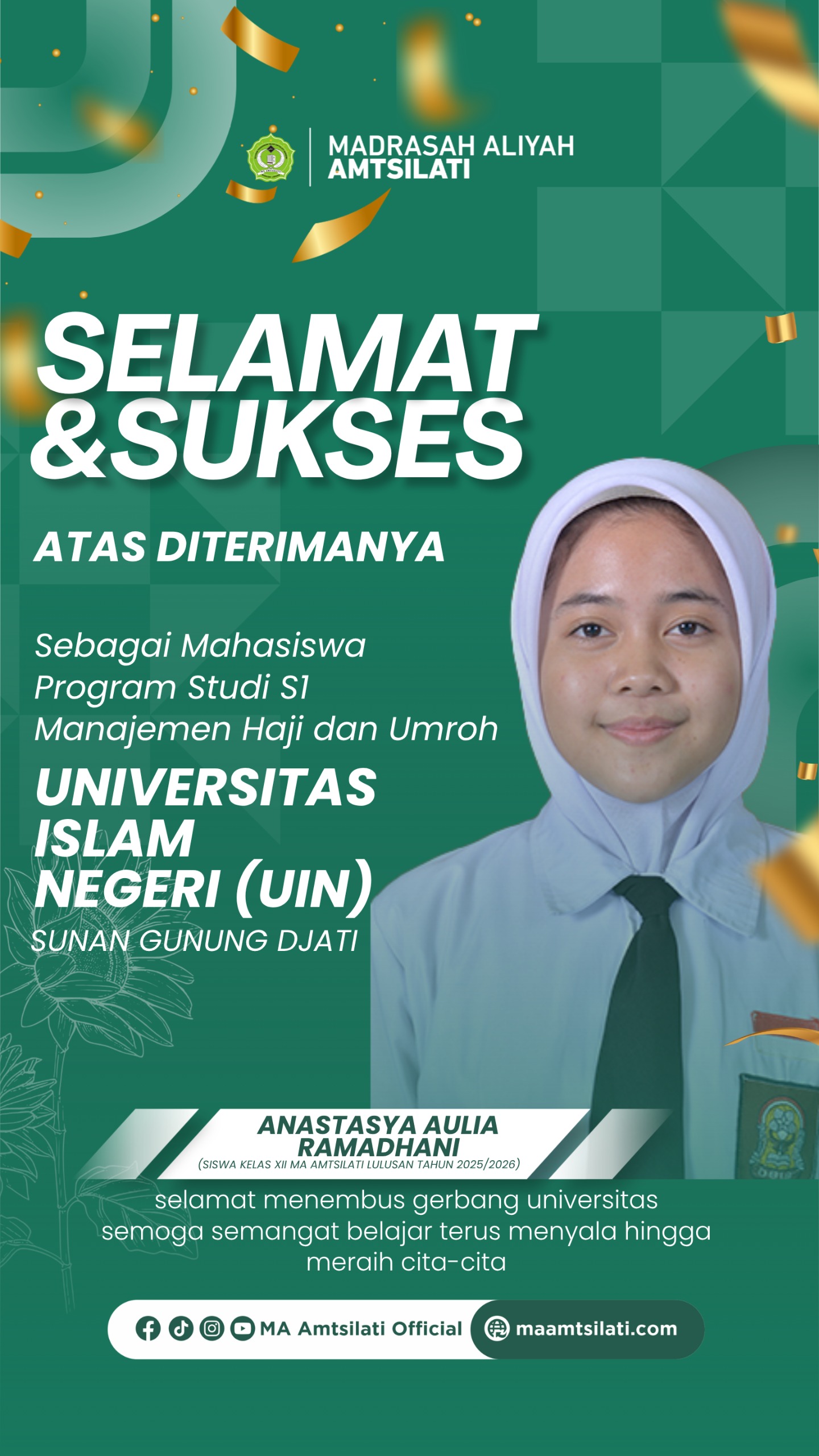 Anastasya Aulia Ramadhani_Mahasiswa S1 Manajemen Haji dan Umroh Universitas Islam Negeri Sunan Gunung Djati